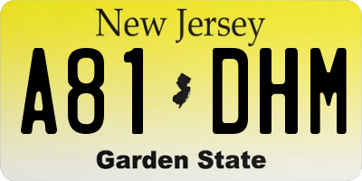 NJ license plate A81DHM
