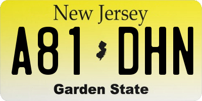NJ license plate A81DHN