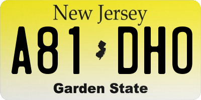 NJ license plate A81DHO