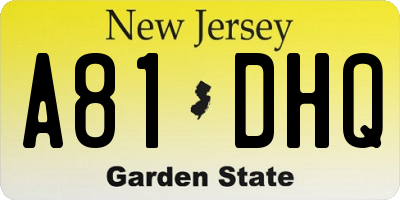 NJ license plate A81DHQ