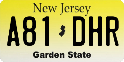 NJ license plate A81DHR