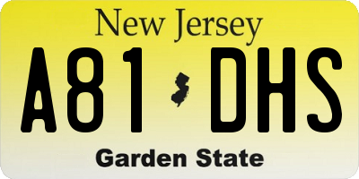NJ license plate A81DHS