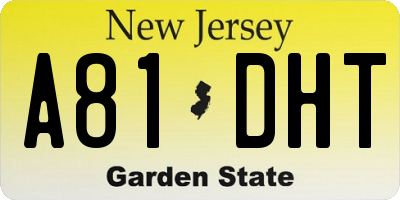 NJ license plate A81DHT