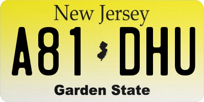 NJ license plate A81DHU