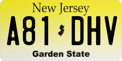 NJ license plate A81DHV