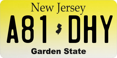 NJ license plate A81DHY