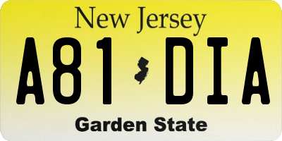 NJ license plate A81DIA