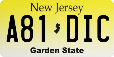 NJ license plate A81DIC