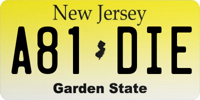 NJ license plate A81DIE