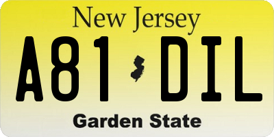 NJ license plate A81DIL