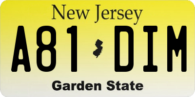 NJ license plate A81DIM