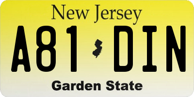 NJ license plate A81DIN