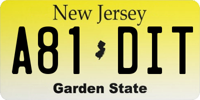 NJ license plate A81DIT