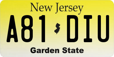 NJ license plate A81DIU