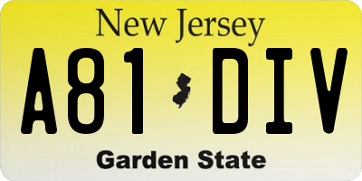 NJ license plate A81DIV