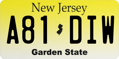 NJ license plate A81DIW