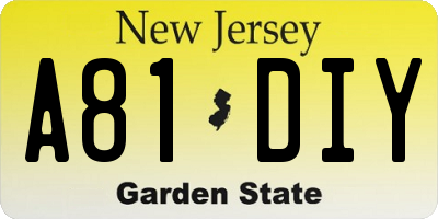 NJ license plate A81DIY