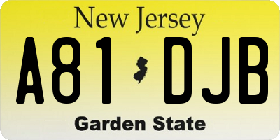 NJ license plate A81DJB
