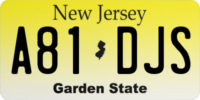 NJ license plate A81DJS