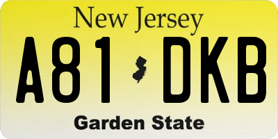 NJ license plate A81DKB
