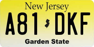 NJ license plate A81DKF