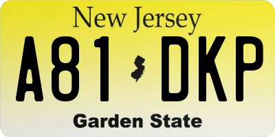 NJ license plate A81DKP