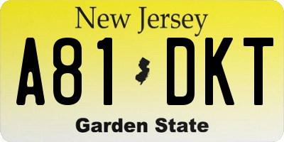 NJ license plate A81DKT