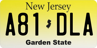 NJ license plate A81DLA