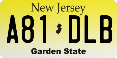 NJ license plate A81DLB