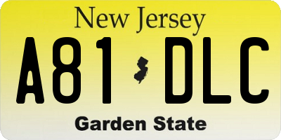 NJ license plate A81DLC