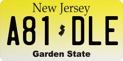 NJ license plate A81DLE