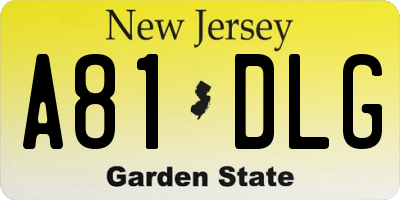 NJ license plate A81DLG