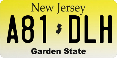 NJ license plate A81DLH