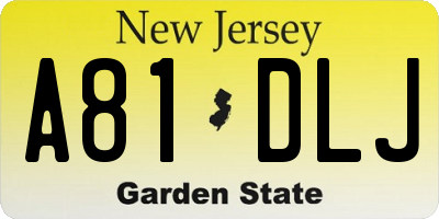 NJ license plate A81DLJ