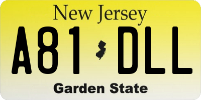 NJ license plate A81DLL