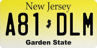 NJ license plate A81DLM