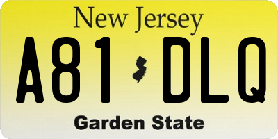 NJ license plate A81DLQ