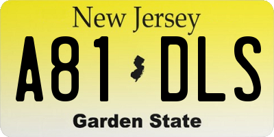 NJ license plate A81DLS