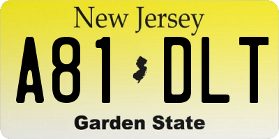 NJ license plate A81DLT