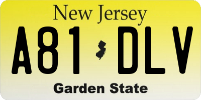 NJ license plate A81DLV