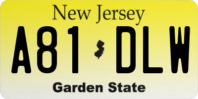 NJ license plate A81DLW
