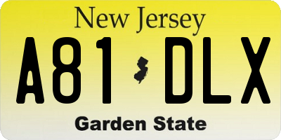 NJ license plate A81DLX