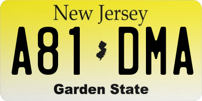 NJ license plate A81DMA