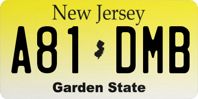 NJ license plate A81DMB