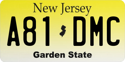 NJ license plate A81DMC