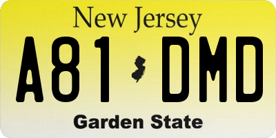NJ license plate A81DMD