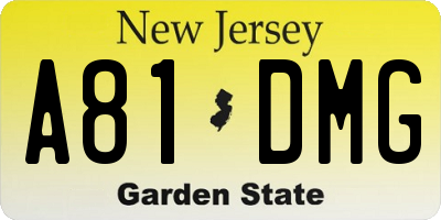 NJ license plate A81DMG