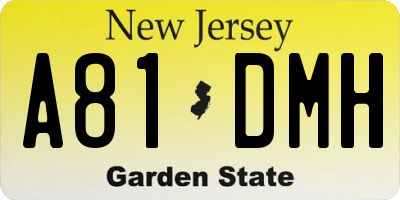 NJ license plate A81DMH