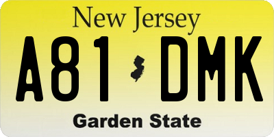 NJ license plate A81DMK