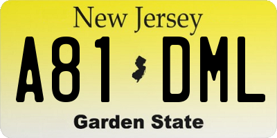 NJ license plate A81DML